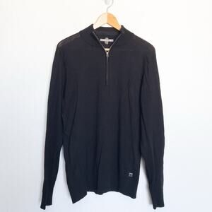 Smartwool Quarter Zip Merino Wool Mens Medium Black Base Layer Snow Knit